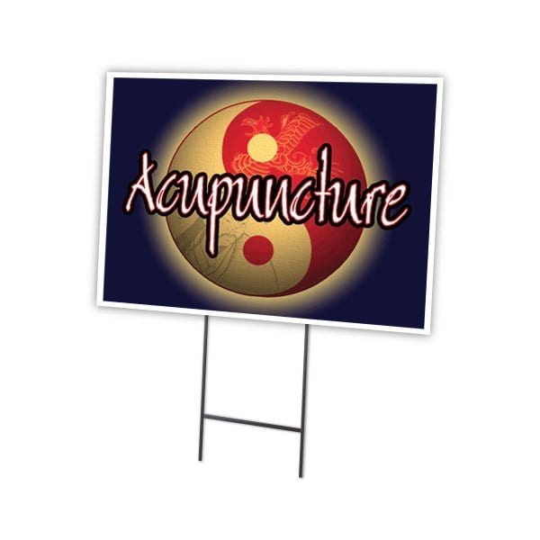Acupuncture Yard Sign & Stake outdoor plastic coroplast window, C-1216-DS-Acupuncture